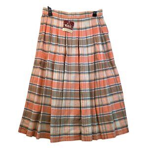 Woolrich Vintage Plaid Pleated Midi Skirt Size 6 Academia Preppy Schoolgirl New